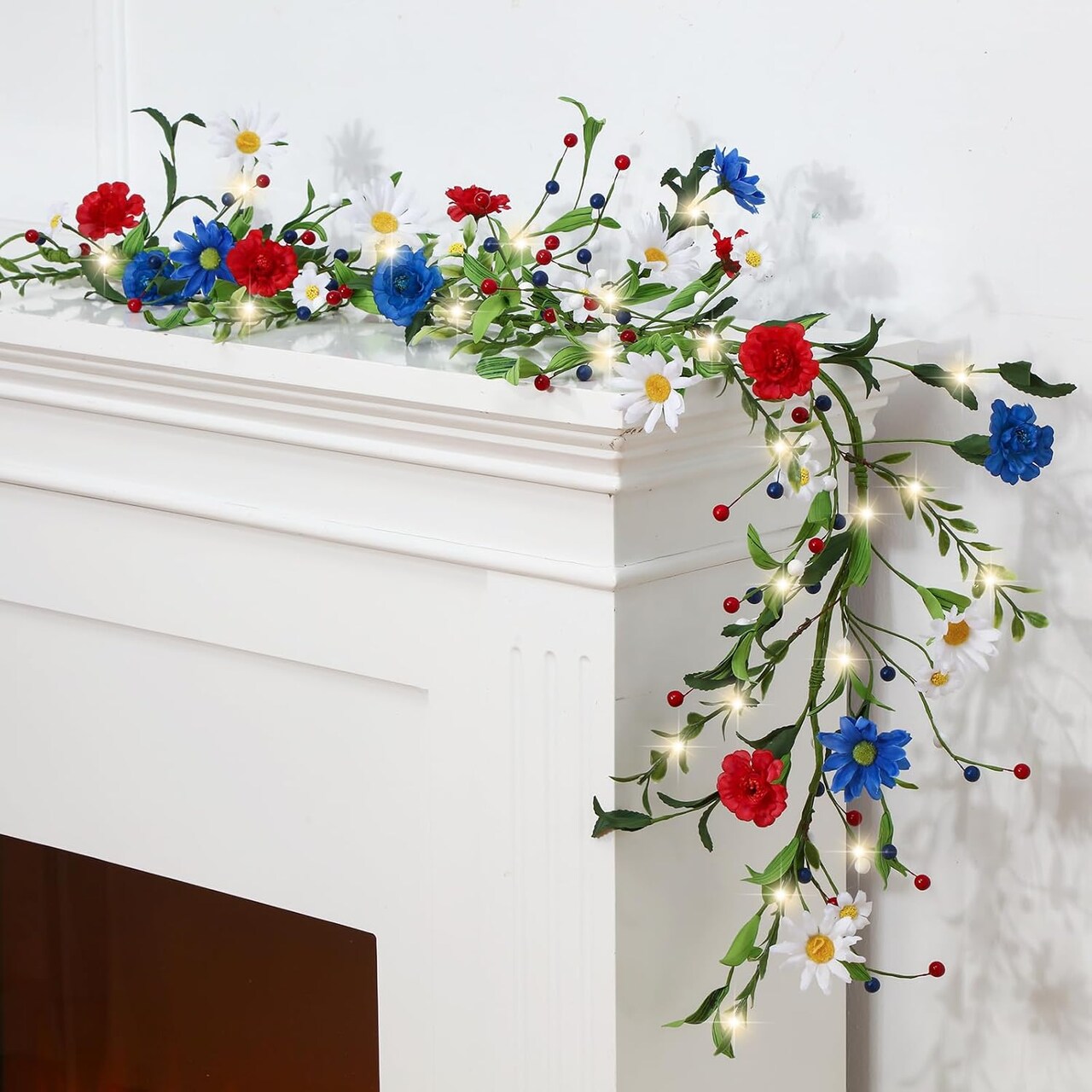 Ring Garland Flower with 30 Lights for 4th of July Decorations